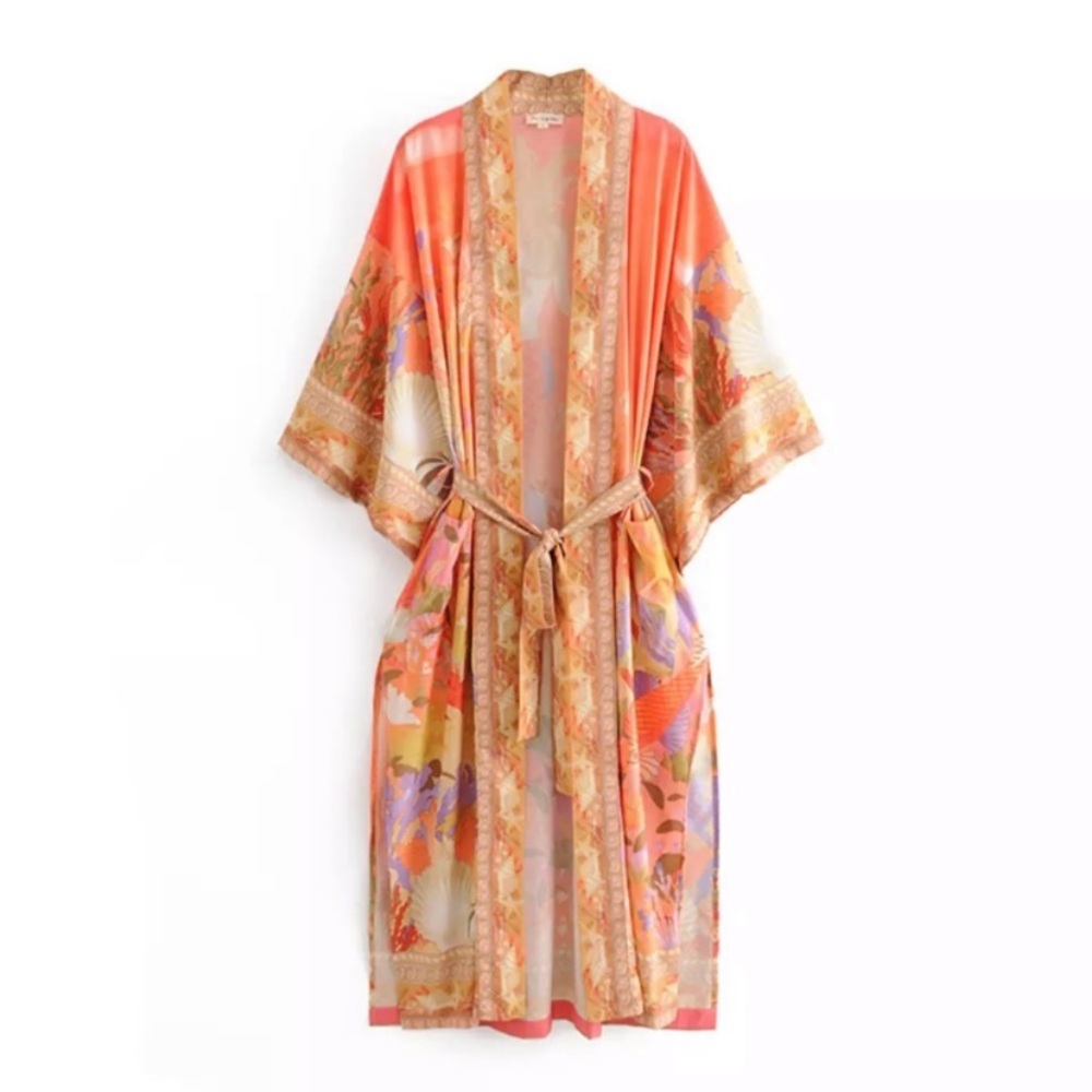 Mermaid Dreams Boho Kimono Duster Robe Coverup - Picture 6 of 13